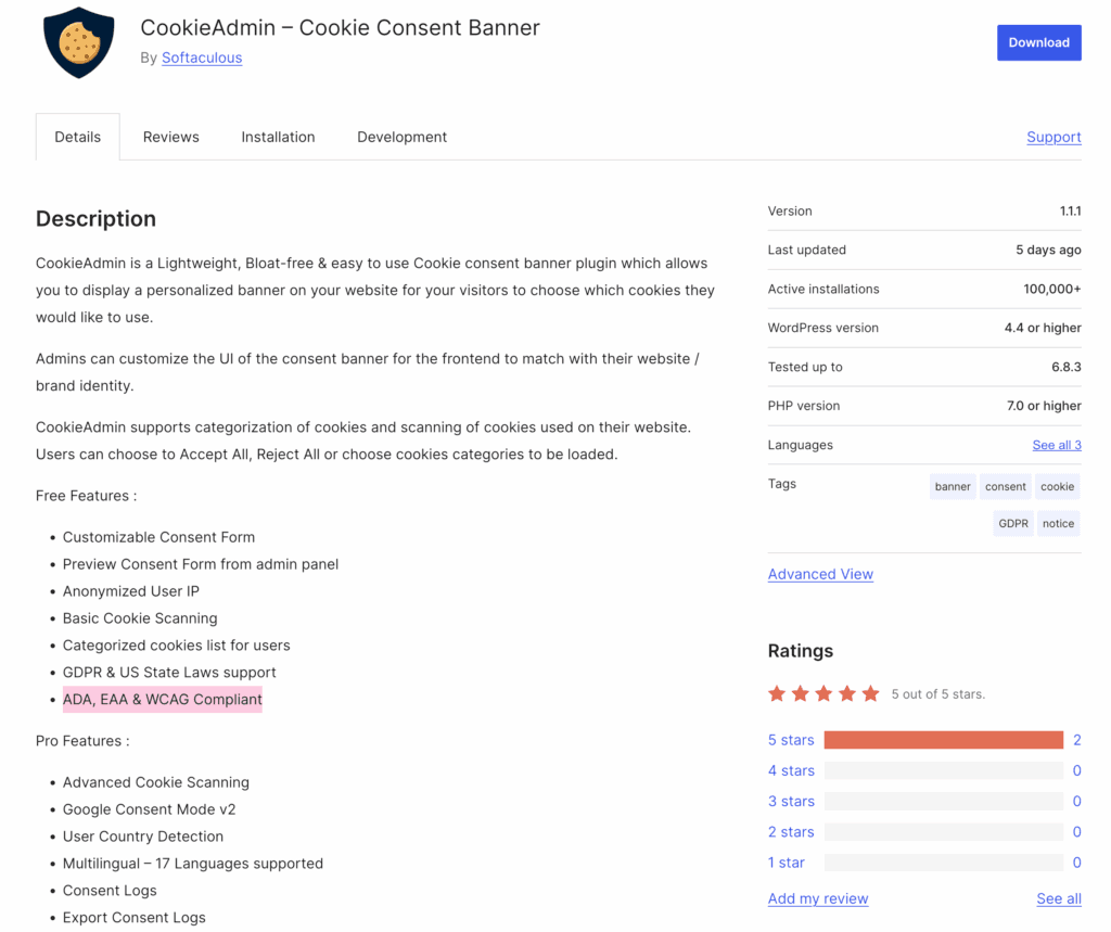 dichiarazione di conformità a ADA, EAA e WCAG